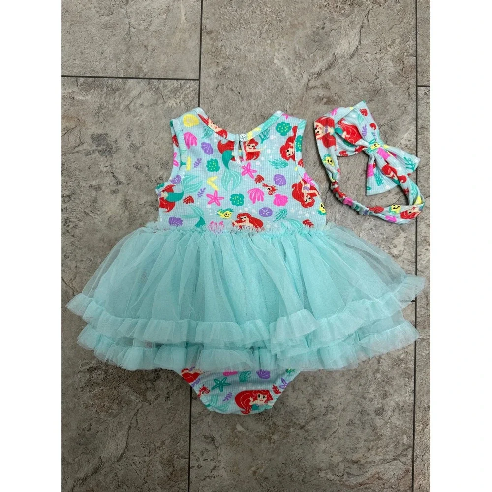Disney Baby Little Mermaid Ariel Tutu Bodysuit and Headband Set 18M Aqua Green
